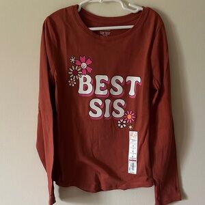 jumping beans Rust Long Sleeve Tee with Pink & White 'BEST SIS' Graphic
